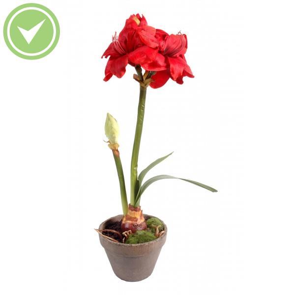 Amaryllis Pot Terre Plante artificielle en pot