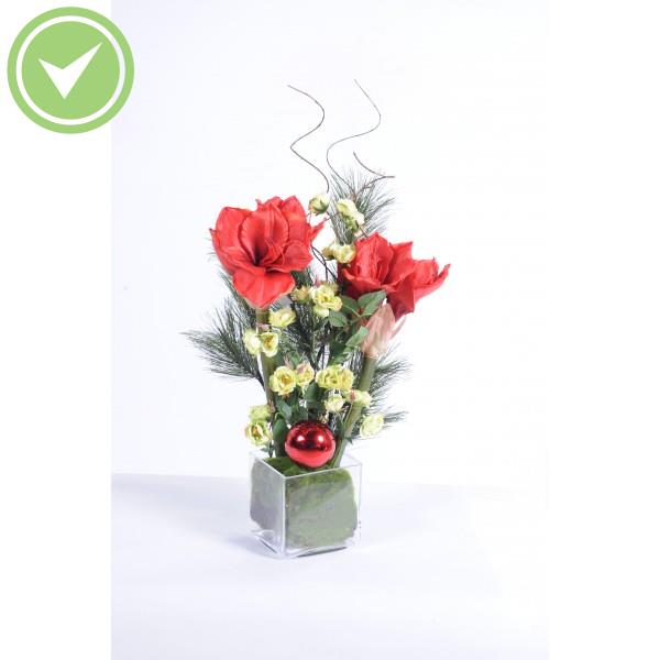 Bouquet Amaryllis Rouge Noel Bouquet artificiel