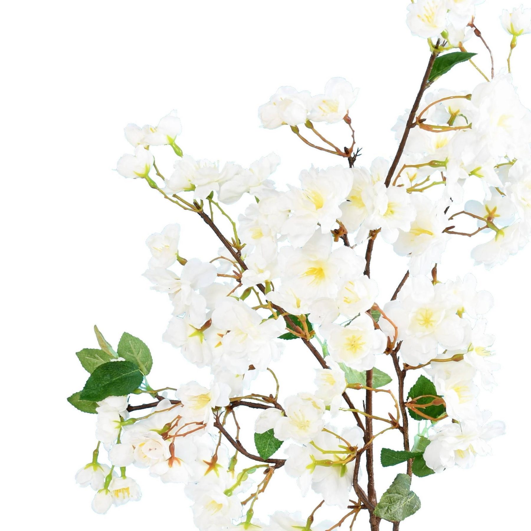 Vue complémentaire : branche de cerisier artificielle à fleurs blanches en tergal