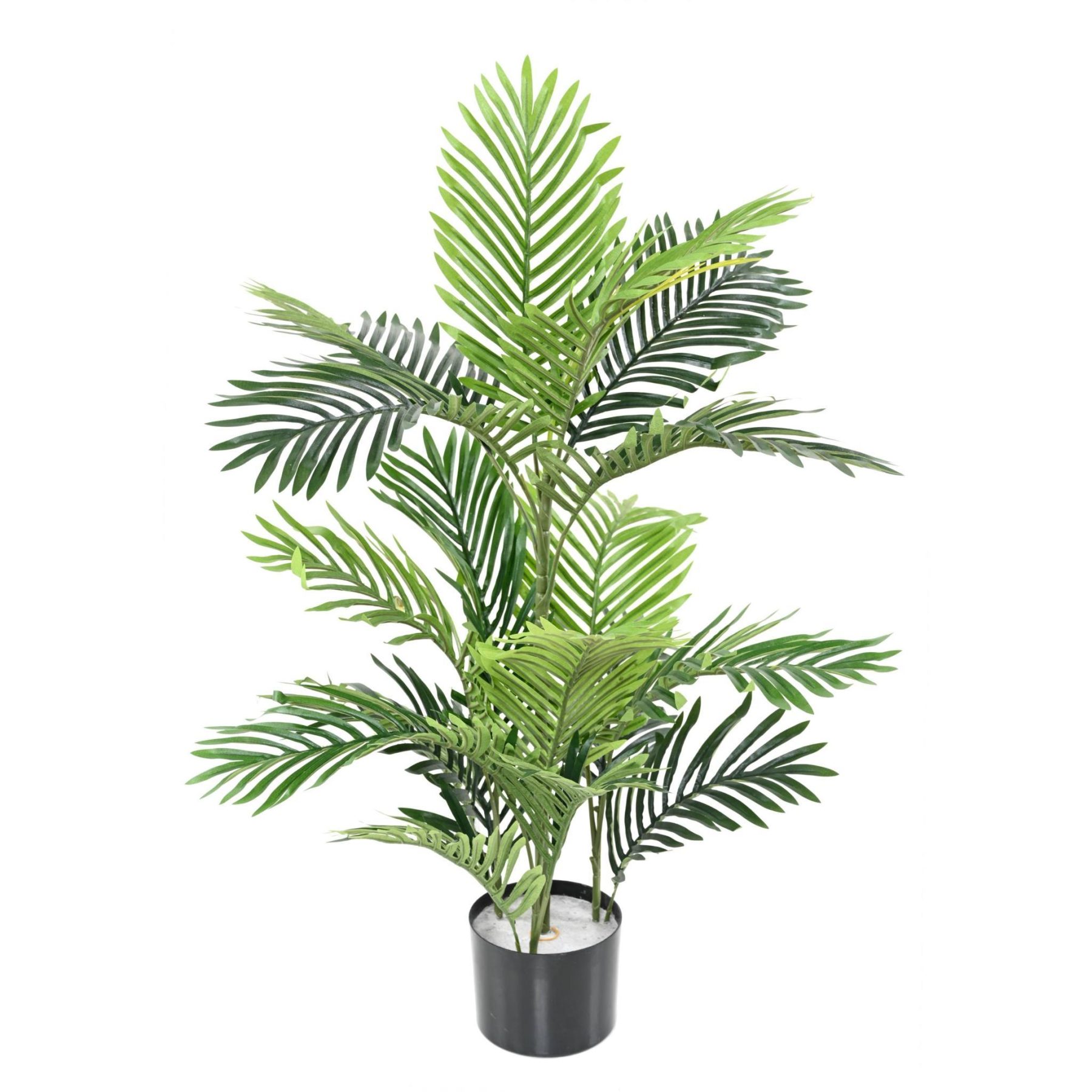 Vue complémentaire : areca Tree artificiel vert dans son pot en PVC