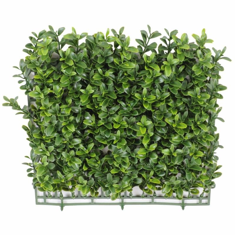 Plaque carrée de buis artificiel vert sur base plastique