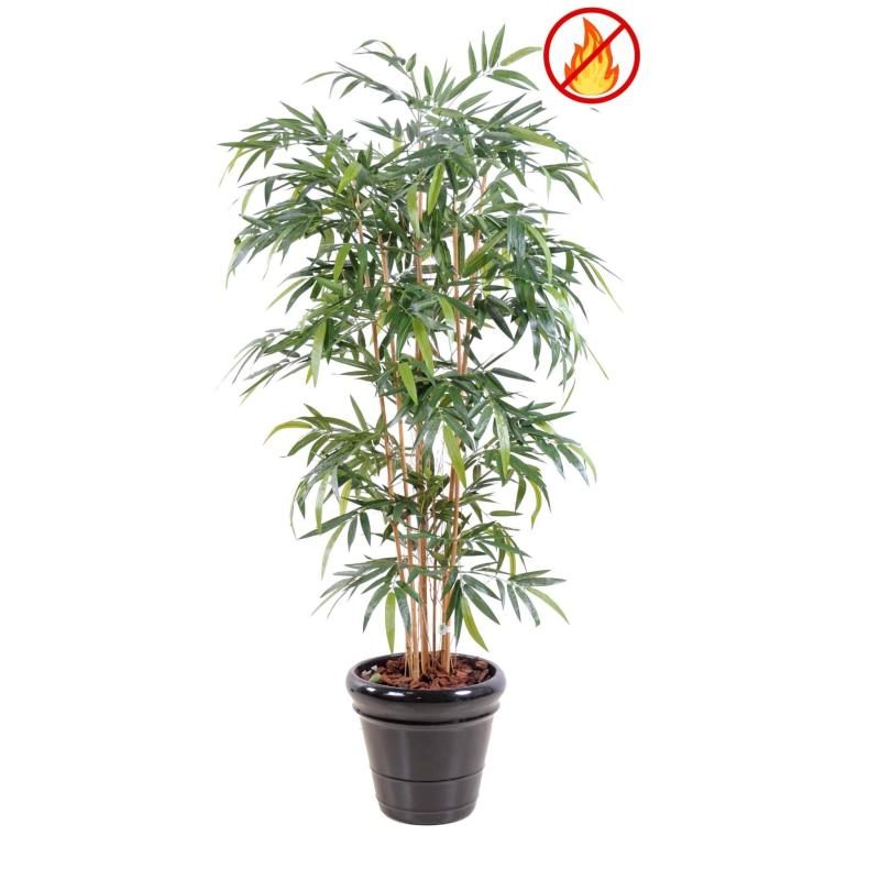Bambou New artificiel vert avec tronc en bois dans un pot en PVC